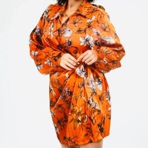 Avenue Orange Floral Feminine Samara Dress Size 30/32